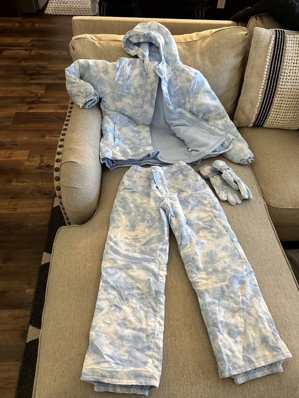 Kids Light Blue Tie-Dye Snow suit set